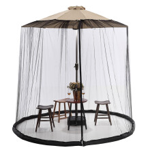 Adjustable Mesh Mosquito Net with Zipper for Outdoor Umbrella and Patio Tables, Black Bug Screen for Dining Protection