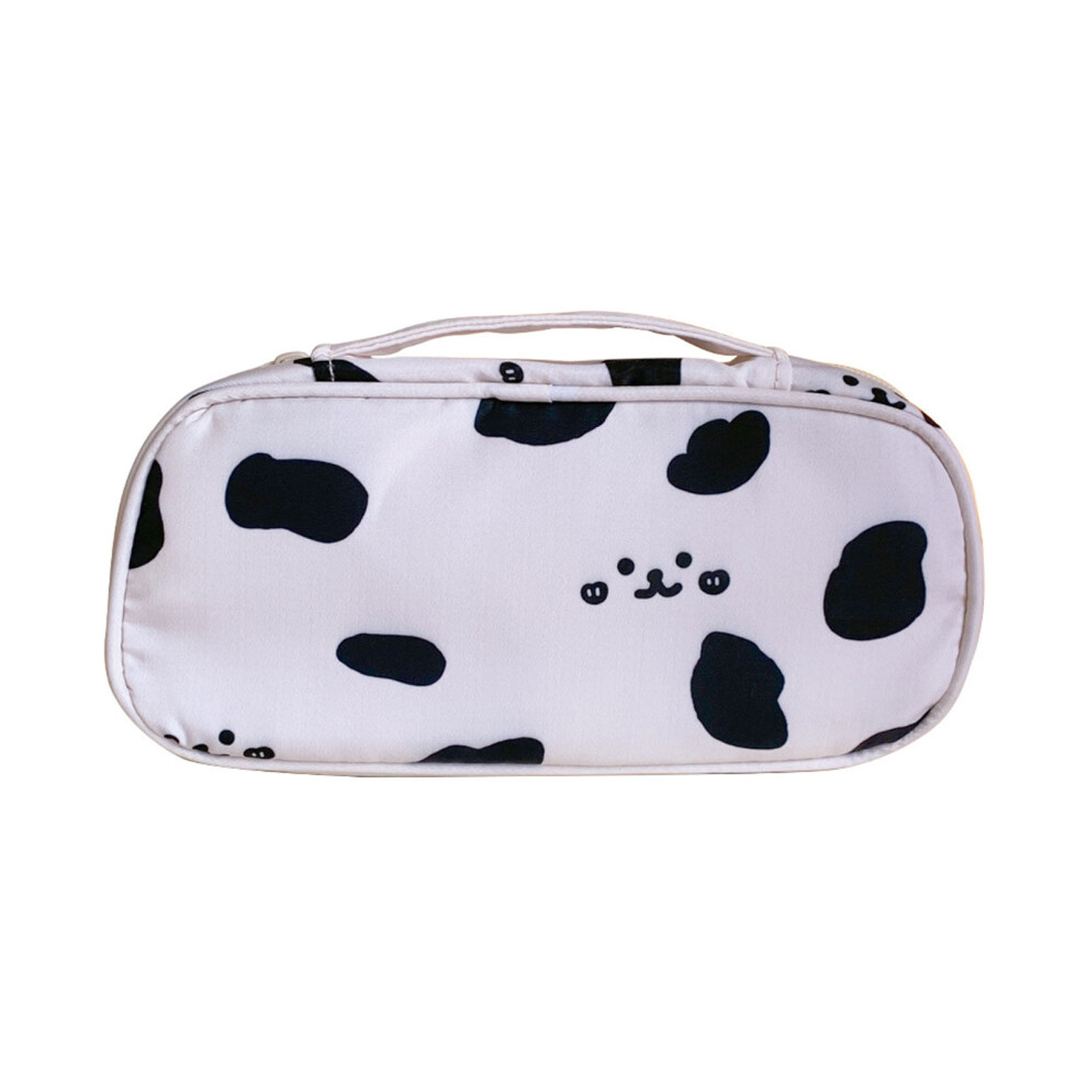 Aesthetic Design Pencil Pouch Cow Pattern Large Storage Lightweight And Portable Canvas Makeup Bag With Spacious Storage And Durable Zipper