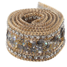 Bling-rynssteiner til mote DIY, glittereffekt kjedekantbånd, krystallrynssteinbånd til halskjede armbånd hodepryd sko kjole