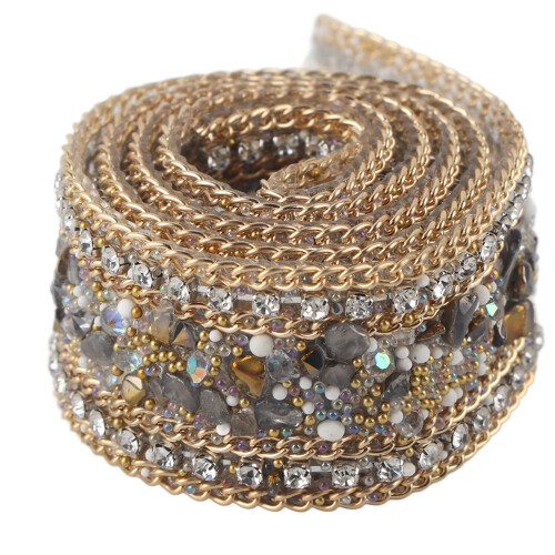 Ρολό με στρας Bling για μόδα DIY, Ζώνη με γκλίτερ για αλυσίδα, κορδέλα με κρυστάλλινα