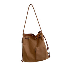 Leichte, praktische Canvas-Beuteltasche mit Kordelzug und-braun