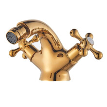 Bidet Mixer Tap Antique Brass Bidet Shower Basin Faucet Dual Cross Handles Hot Cold Water Lead Model TapC