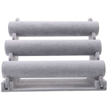 Triple Bracelet Holder Jewelry Display Stand Watch Bangle Bar Necklace Storage Organizer Gray