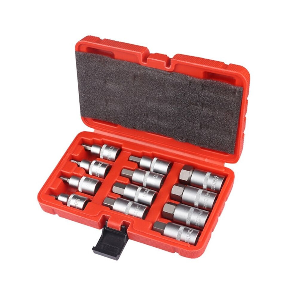 367D 12Pcs 1/2Inch Drives Impact Hexagon Bit Socket Set H5-H22 Metal Sleeve Hand Tool Kit 6031577637379