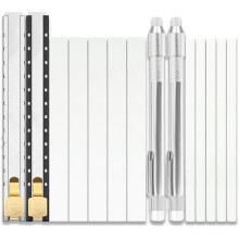 Ensemble de Supports en Stéatite Plats et Ronds avec Recharge de 14 Pièces, Marquages Blancs Transparents et Amovibles sur Acier, Aluminium et Fonte