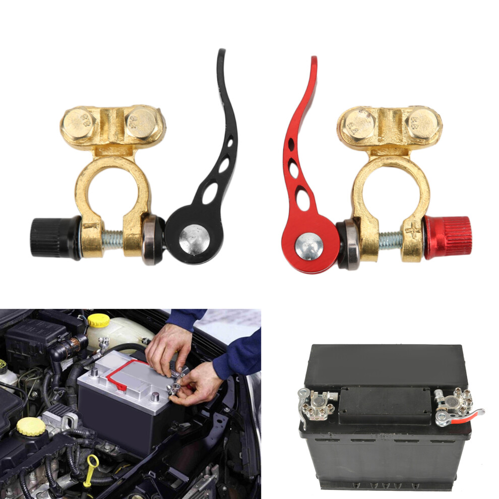 High Temp Brass Car Battery Terminal Clamp 45Ah-200Ah Black/Red 9301382401487