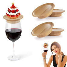 Wine Glass Charcuterie Topper Bamboo Coaster Set Appetizer Plates For Restaurants Bars Standard Wine Glasses 4Piece