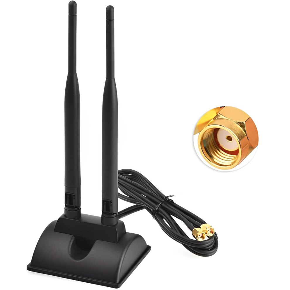 Wifi Antenna Rpsma Male, Dual Band 2.4/5.8 Ghz, 6Dbi, Magnetic Base, 1.2M Cable, For Wireless Router And Network Card 9199774196215