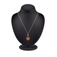 Smycke i form av en evig ros, halsband i 24 karat guld, gåvor för evig kärlek, handgjort hänge med äkta rosenblad och synlig textur, premium