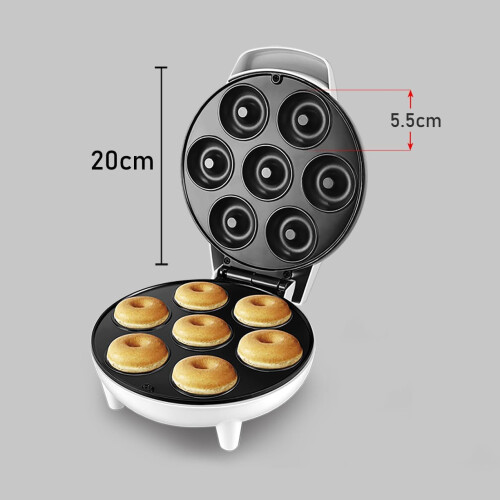 Mini Donut Maker NonStick 7 Donuts Electric DualSided Heating Easy Home Dessert Maker White 1