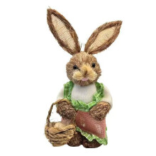 Handgewebte Hasenfigur aus Gras, Osterhasenfigur, Ornament-33cm