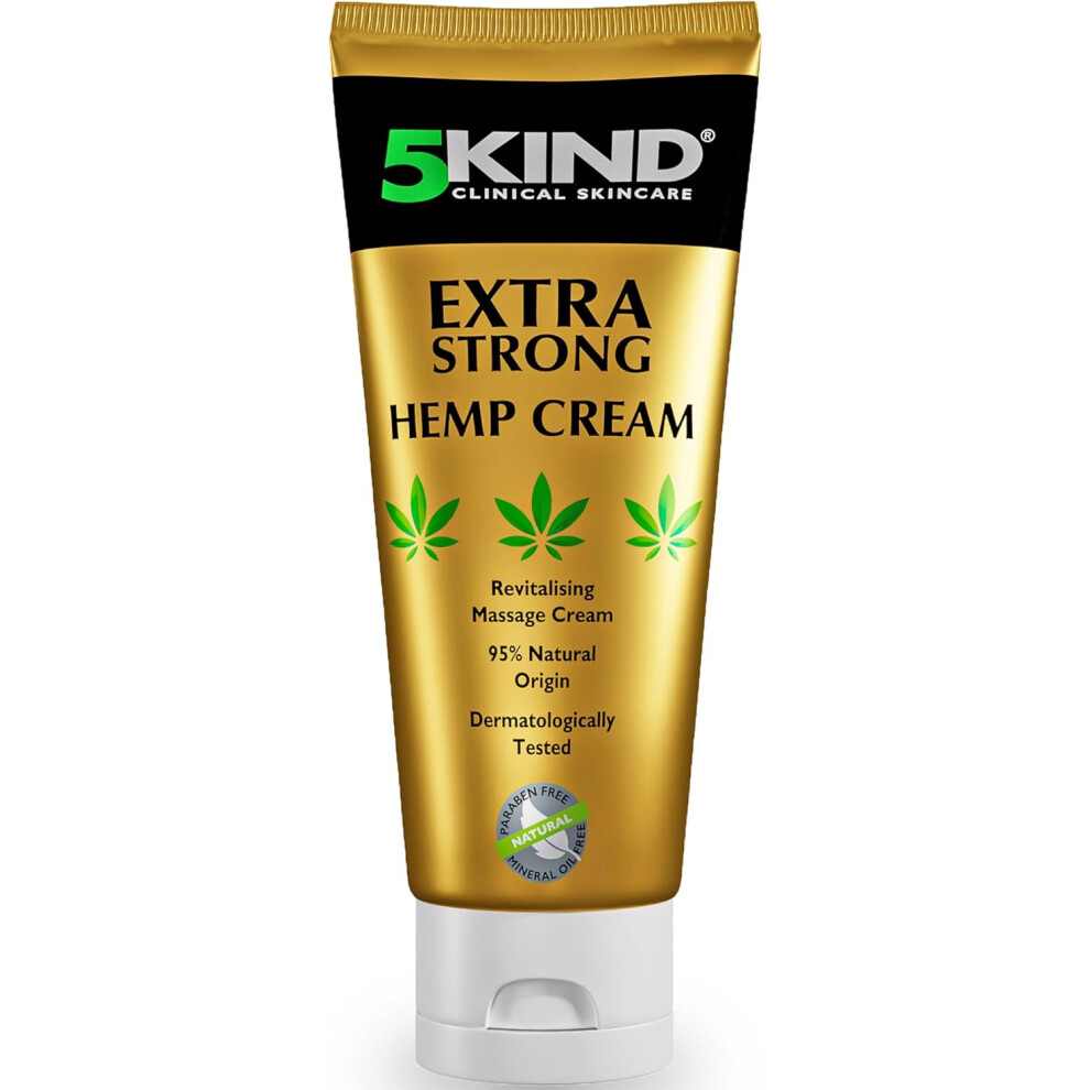 5Kind Cream Extra Strong Hemp 100Ml - High Strength Hemp Oil And Arnica - For Massaging Joints & Muscles, Lower Back, Feet, Knees, Neck