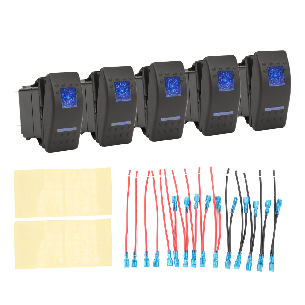 Led 5Pin Rocker Switch 12V/24V With Backlight For Vehicles Blue 6901377334146