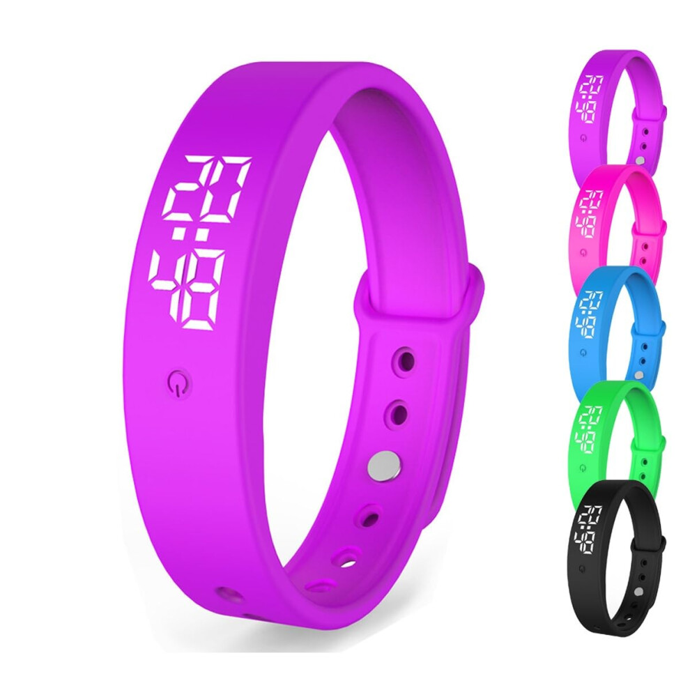 Vibrating Alarm Clock Watch Wristband Silent Wakeup Bracelet Unisex Smart Watch For Deep Sleepers Purple 9347817790238