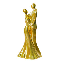 Paare, die sich umarmen, Skulptur, abstrakte-goldene Figur