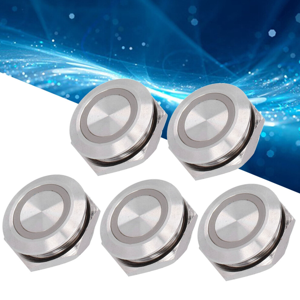 5Pcs Waterproof 19Mm Metal Auto Reset Push Button Switch Dc3-6V Blue 4161377334320