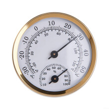 Multi Purpose Mini Indoor Refrigerator Aluminum Thermometer Wall Hanging Temperature Humidity Sensor Gold for Home Office