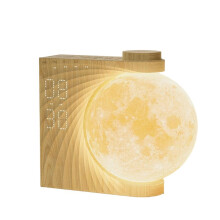 Lampe Lune 3D à Rotation Automatique, Réveil pour Enfants avec 8 Couleurs RGB, Effet Clair de Lune, Cadeau pour Femmes, Filles et Garçons