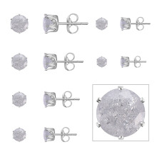 Sterling Silver Earrings for Women, Tarnish Resistant Plating Cubic Zirconia Stud Earrings with Brilliant Round Cut, Hypoallergenic Earrings in Round