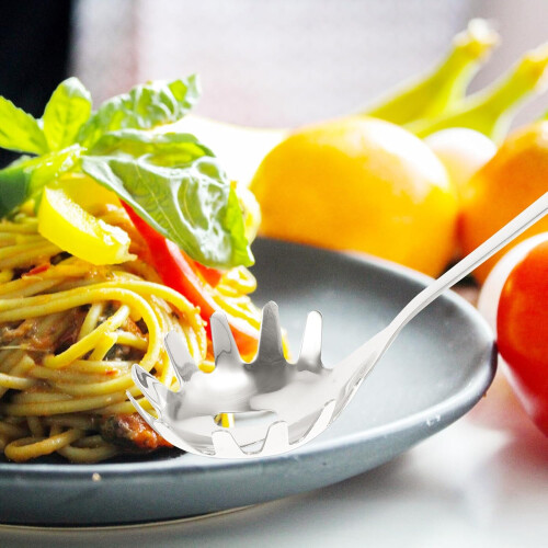 Stainless Steel Noodle Spoon Spaghetti Server With Unique Handle Multi Functional Kitchen Tool For Noodles And Eggs 2
