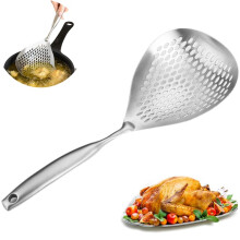 Skimmer Slotted Spoon Spider Strainer Ladle With Large Draining Holes, Stainless Steel Pasta Strainer For Deep Frying