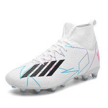 (HXH-2501H-C-White, 44) Men's Soccer Shoes Low Top TF/FG Anti Slip Football Boots Outdoor Grass Adult Professional Training Soccer Sneakers