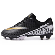 (TX-2127-C-Black, 40) Low-Top Men's High Quality Soccer Shoes Professional Training Durable Football boots Outdoor Grass Anti-Slip Soccer Shoes