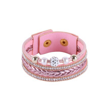 Charm Bracelet Boho Jewelry Crystal Bead Bracelet With Clasp Design Retro Mystery Charm Handmade Leather Wrap Multi Layer Bangle Adjustable Fit For Wo