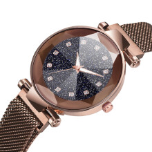 Ceas de damă la modă Starry Sky, design simplu de lux, curea reglabilă rafinată, curea din piele naturală, aspect elegant clasic, impermeabil,