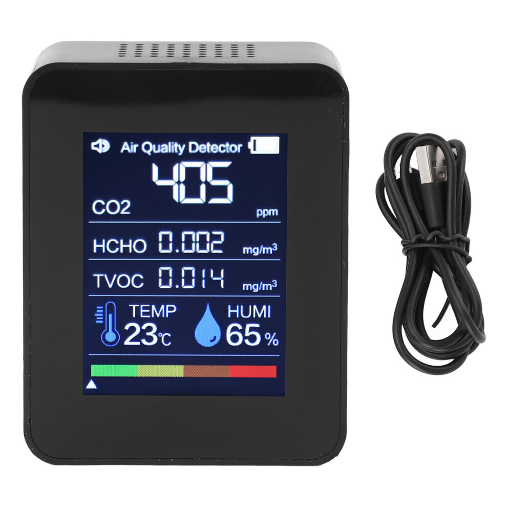 Indoor Air Quality Monitor Portable Detector Accurate CO2 HCHO TVOC Humidity Temperature Particle Counter Multifunctional User Friendly Operation for