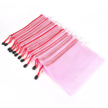 Ensemble de 10 pochettes zippées étanches en maille PVC pour documents et fournitures de bureau. Ces pochettes pliables en maille PVC offrent une