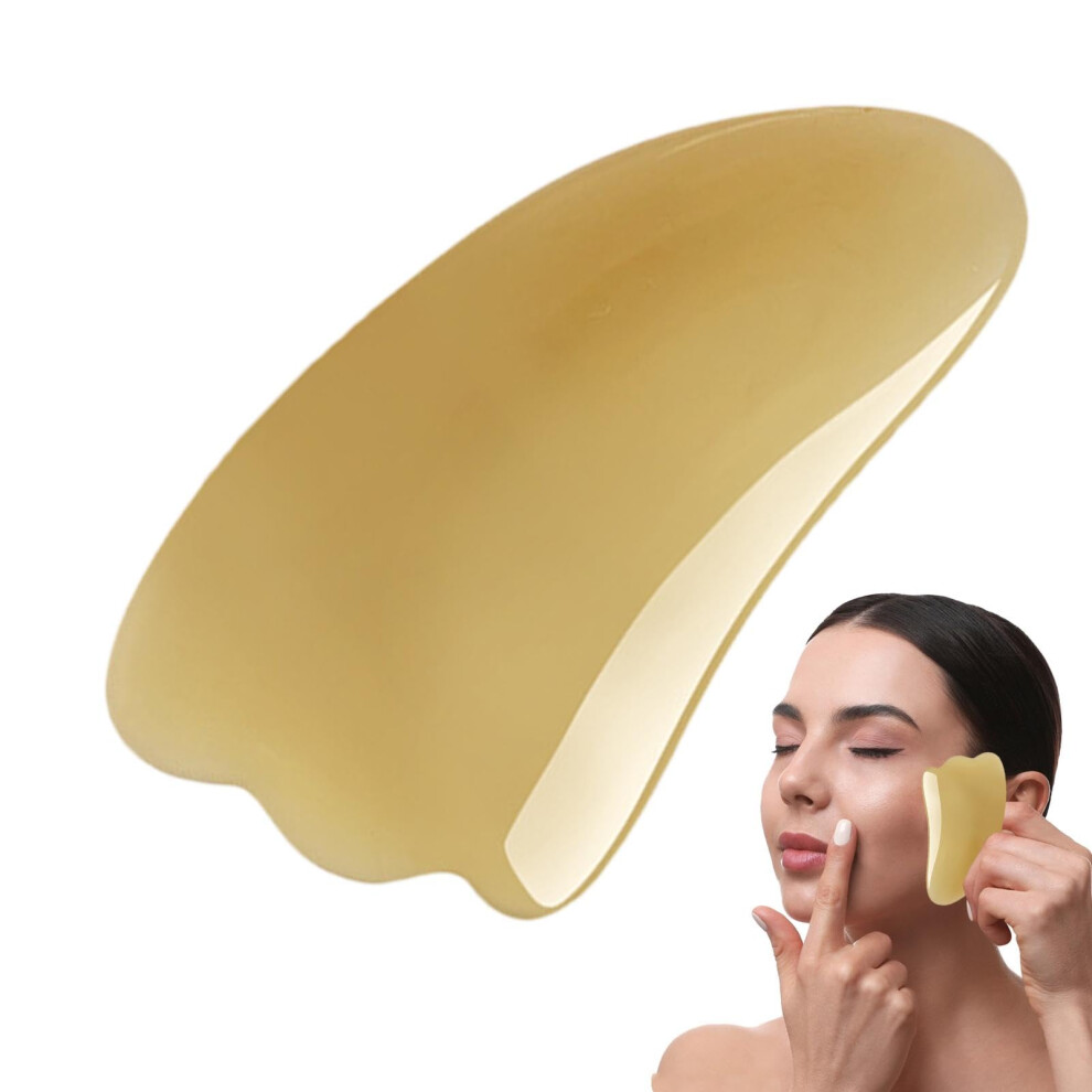 Light Yellow Resin Gua Sha Tool for Facial Contour Tightening, Wrinkle Reduction and Muscle Relief