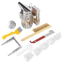 Kit d'enfumoir pour ruche, générateur de fumée en acier inoxydable avec granulés d'herbes naturelles, fournitures apicoles essentielles pour la