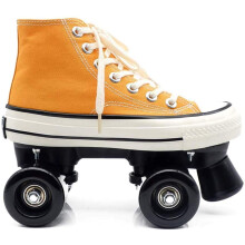 Canvas Ice Skates Roller Skates for Women and Girls, Comfortable Breathable Quad Skates with Double Row Wheels, Size Gelb-43