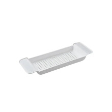 Bamboo Bathtub Tray Expandable Shelf with Book Holder Towel Rack for Bathroom Storage White