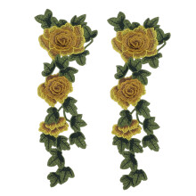 Iron on Sew on Patches Decorative Embroidery Applique Rose Flower Embroidery Patches for Clothes Hats Backpacks Personalise Clothing (2PCS)