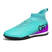 (WJS-222-D-Moon, 40) Men's HIgh-Top Best Quality Soccer Shoes Professional Training Durable Football boots Outdoor Grass Anti-Slip Soccer Shoes