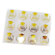 120 stuks goudfolie afstudeerhoed sticker 40 mm-Transparant goud