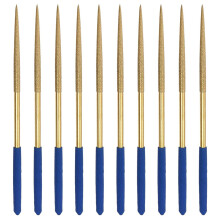 Diamond Needle File Set 3mm x 140mm, Round Files Titanium Coated Tools for Metal Wood Stone Glass, 10Pcs
