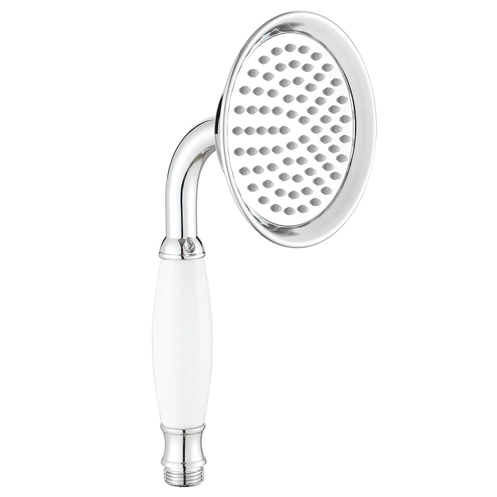 Victorian Brass Shower Head 4.25 Inch Diameter, Traditional Chrome Finish Brass Ceramic Telephone Hand Shower 9382693540492