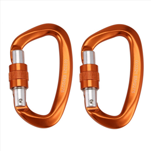 2PCS 25KN Carabiner Clip D Shape Hook Aluminium Al