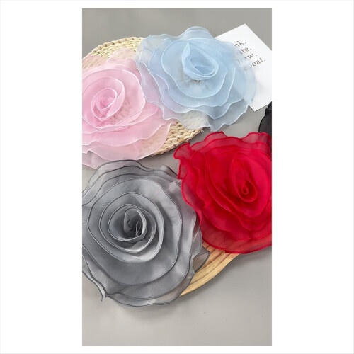 Gray Multi-Layered Three-Dimensional Gauze Flower