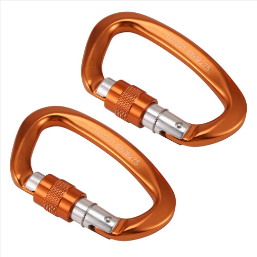 2PCS 25KN Carabiner Clip D Shape Hook Aluminium Al 2