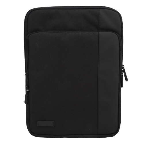 Capa impermeável para laptop de 12 polegadas com múltiplas opções de transporte, bolso frontal, compartimento acolchoado e fechamento em zíper.