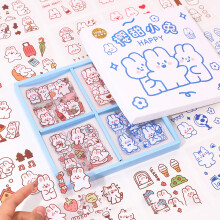 Pacote de adesivos para artesanato DIY, folhas de adesivos decorativos transparentes com animais de desenho animado fofos e flores para scrapbook,