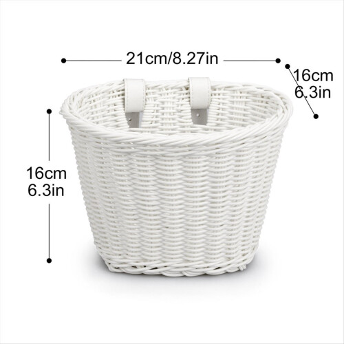 1Set Rattan Wicker Bicycle Front Basket+Bell+Tasse 2