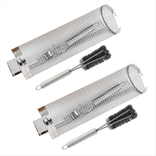 Barbecue Cage with Handle Stainless Steel Rolling