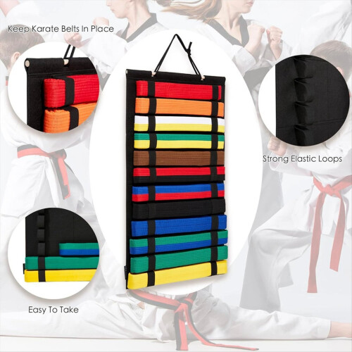 Blue 12 Belts Karate Black Belt Display Rack, Taek 2
