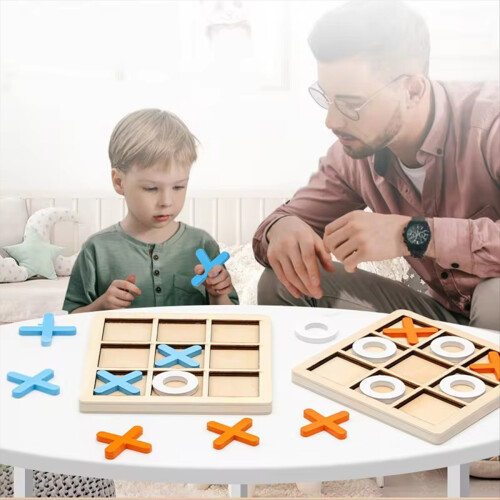 Wooden Board Tic- Toe Game XO Table Toy Classical 2
