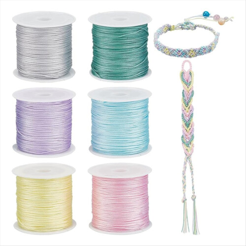 300 Yards 0.8mm Nylon String for Bracelets, 6 Colo